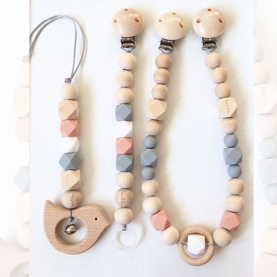 Leo et Lea Schnullerketten-Set 3-tlg. - Ava Dusty Rose
