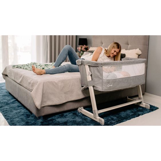 Lionelo Beistellbett inkl. Mosquitonetz & Organizer - Theo - Dunkelgrau