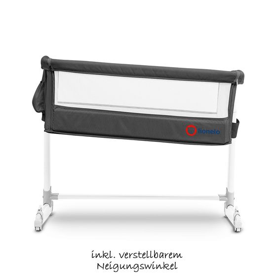 Lionelo Beistellbett inkl. Mosquitonetz & Organizer - Theo - Dunkelgrau