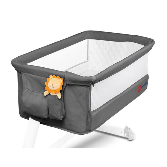 Lionelo Beistellbett inkl. Mosquitonetz & Organizer - Theo - Dunkelgrau