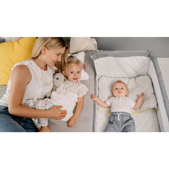 Lionelo Beistellbett inkl. Mosquitonetz & Organizer - Theo - Dunkelgrau