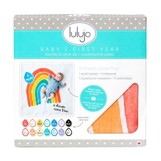 Lulujo Baby-Meilenstein-Decke inkl. Kartenset - A Dream Come True