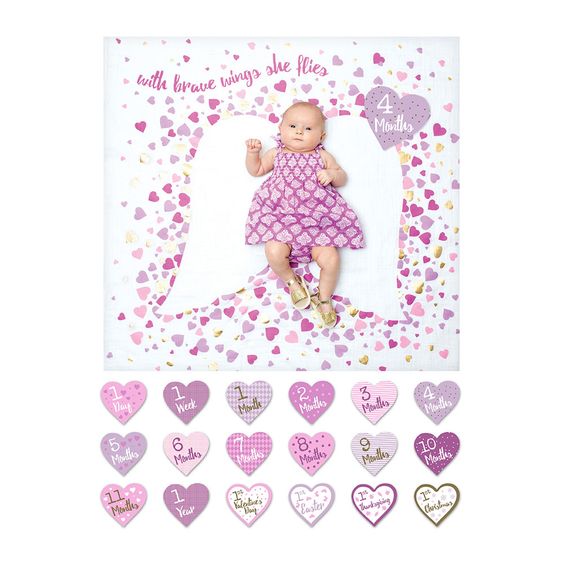 Lulujo Baby-Meilenstein-Decke inkl. Kartenset - Brave Wings