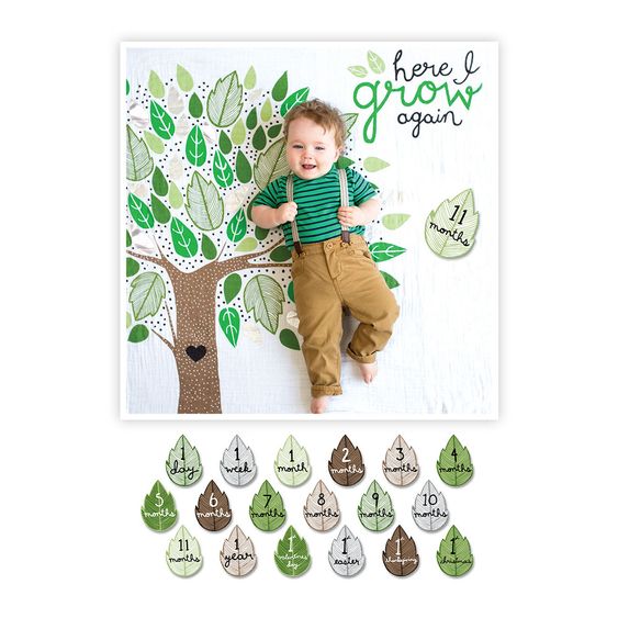 Lulujo Baby milestone blanket incl. card set - Here I Grow Again
