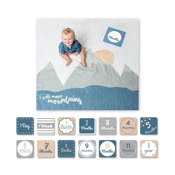 Lulujo Baby-Meilenstein-Decke inkl. Kartenset - I will move mountains