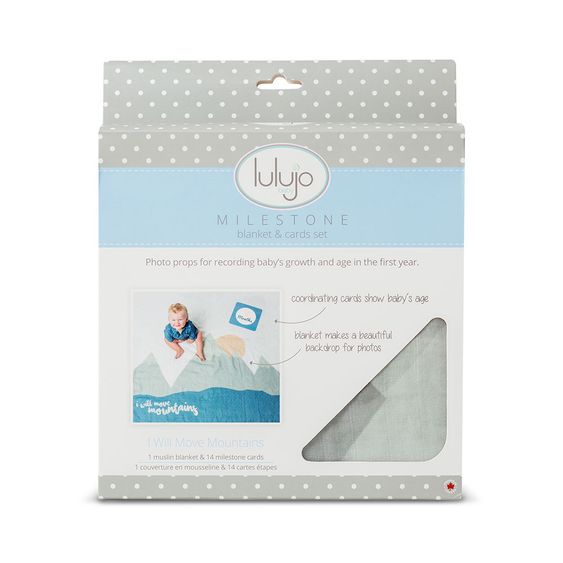 Lulujo Baby-Meilenstein-Decke inkl. Kartenset - I will move mountains