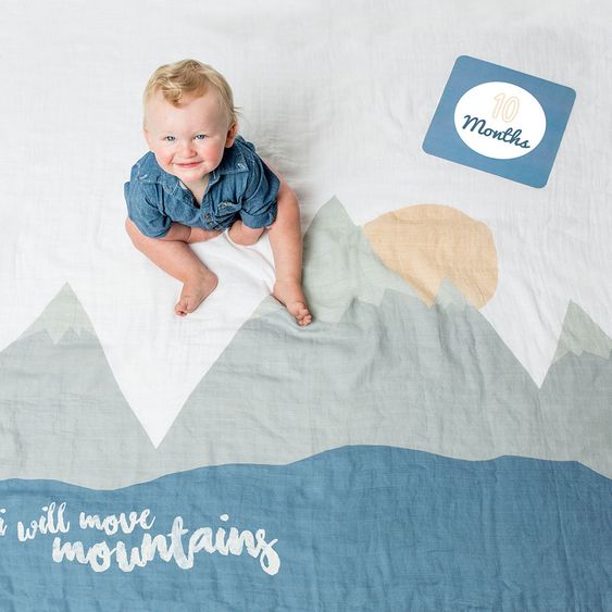 Lulujo Baby-Meilenstein-Decke inkl. Kartenset - I will move mountains
