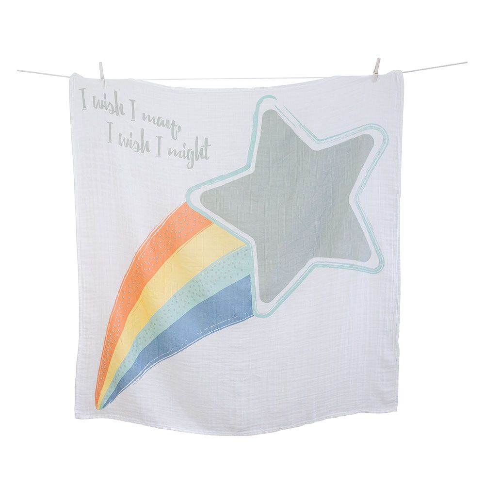 Lulujo Baby-Meilenstein-Decke inkl. Kartenset - I Wish I May I Will