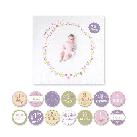 Lulujo Baby-Meilenstein-Decke inkl. Kartenset - Isn t she lovely