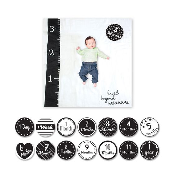 Lulujo Baby-Meilenstein-Decke inkl. Kartenset - Loved Beyond Measure