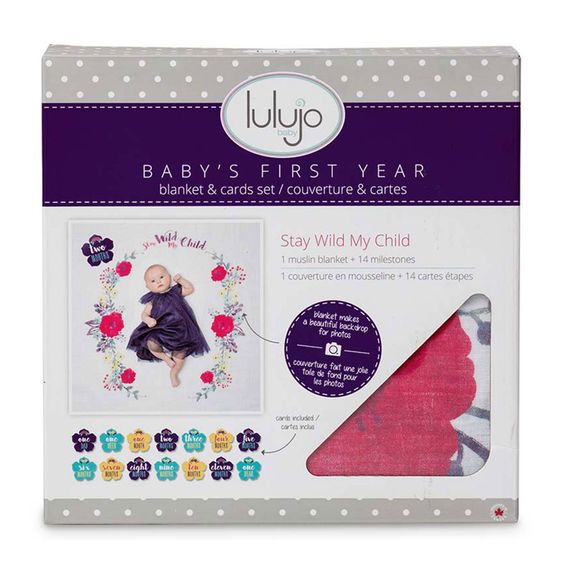 Lulujo Baby-Meilenstein-Decke inkl. Kartenset - Stay Wild My Child