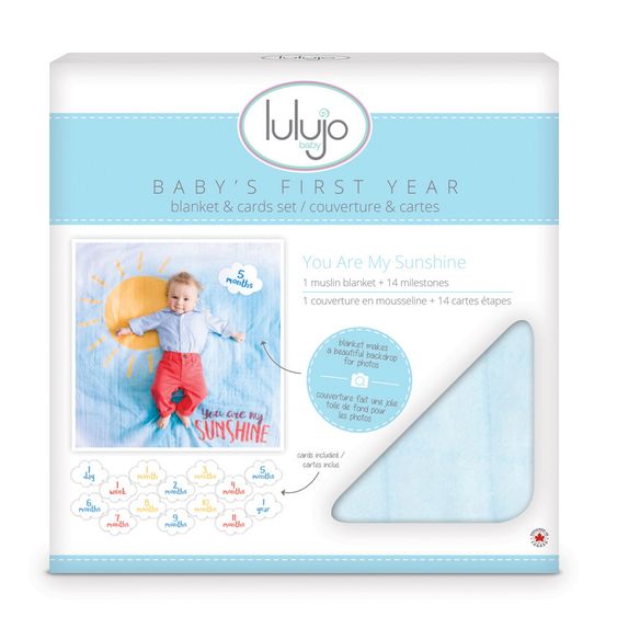 Lulujo Baby-Meilenstein-Decke inkl. Kartenset - You are my sunshine