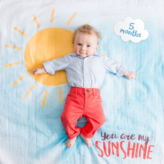 Lulujo Baby-Meilenstein-Decke inkl. Kartenset - You are my sunshine