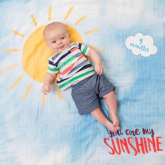 Lulujo Baby-Meilenstein-Decke inkl. Kartenset - You are my sunshine