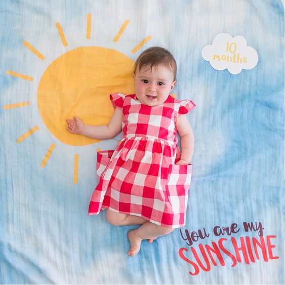 Lulujo Baby-Meilenstein-Decke inkl. Kartenset - You are my sunshine