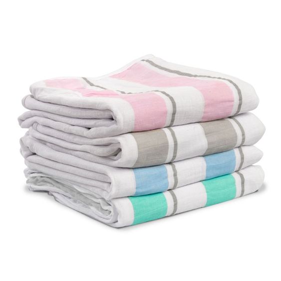 Lulujo Kinderdecke Baumwolle - Childhood - Blue Stripe
