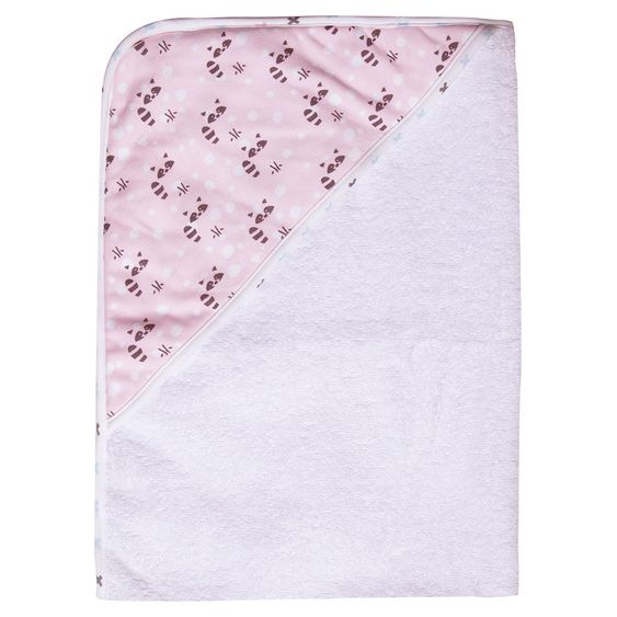 LUMA babycare Kapuzenbadetuch 85 x 75 cm - Racoon Pink