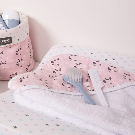 LUMA babycare Kapuzenbadetuch 85 x 75 cm - Racoon Pink