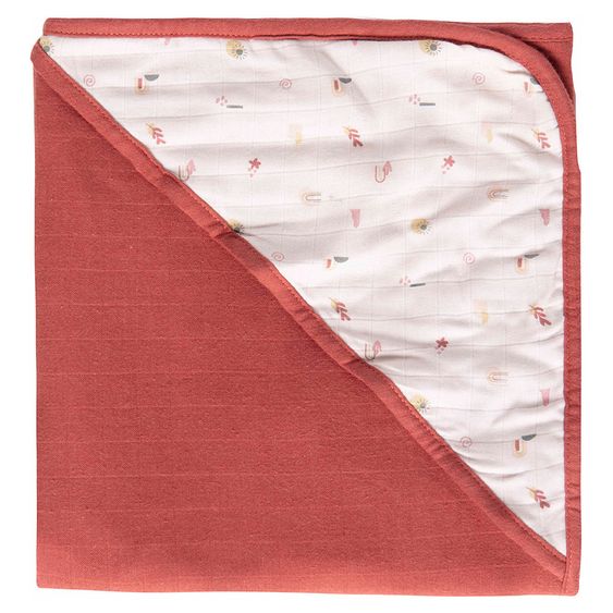 LUMA babycare Kapuzenbadetuch Muslin 90 x 90 cm - Sunset Shapes