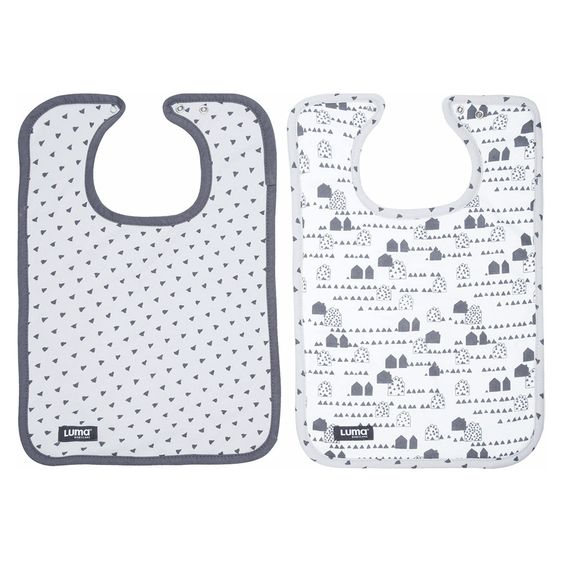 LUMA babycare Lätzchen mit Druckknopf 2er Pack - Little Houses