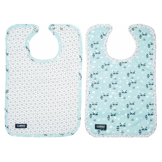LUMA babycare Lätzchen mit Druckknopf 2er Pack - Racoon Mint