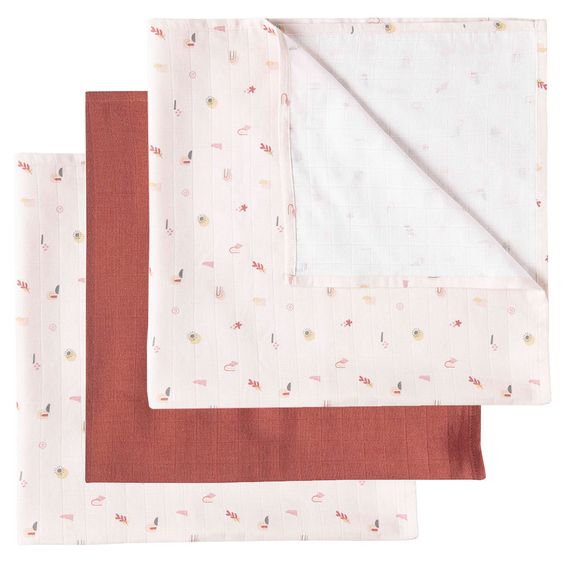 LUMA babycare Mulltuch 3er Pack - Muslin 70 x 70 cm - Sunset Shapes