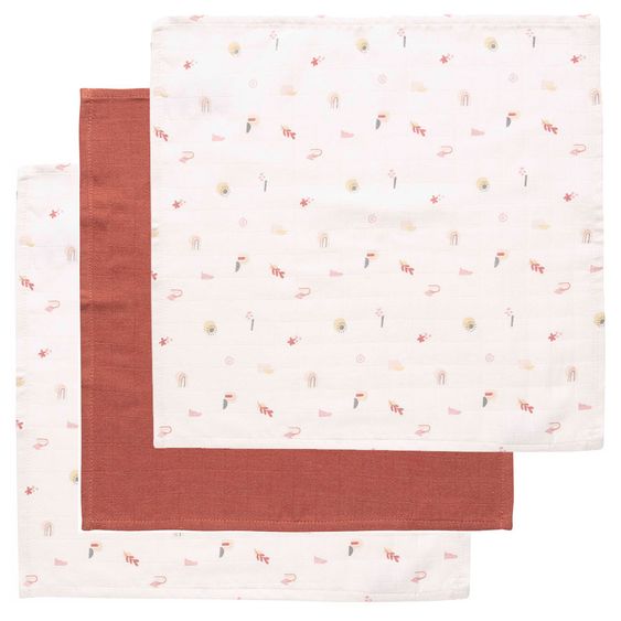 LUMA babycare Pflegetuch 3er Pack - Muslin 32 x 32 cm - Sunset Shapes