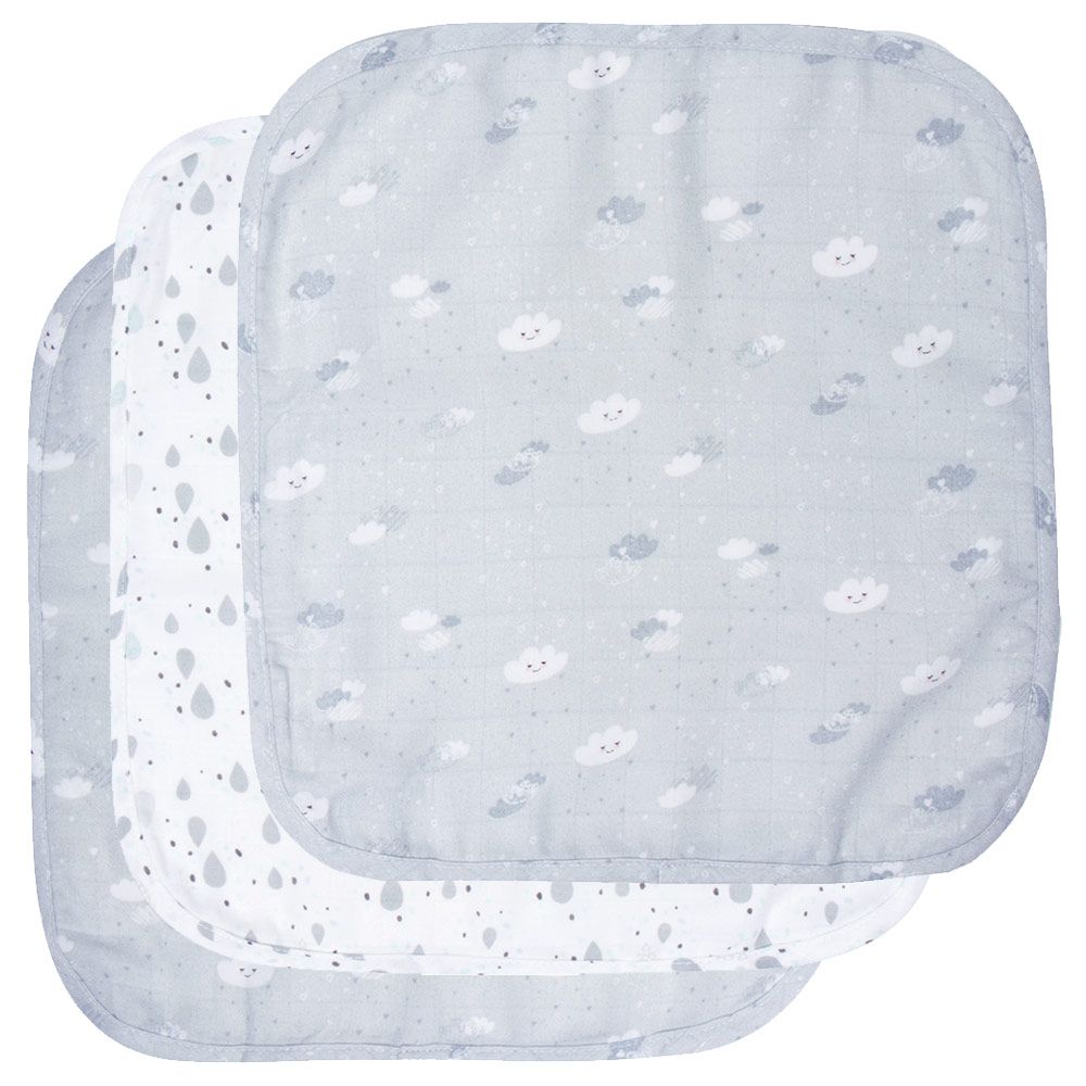 LUMA babycare Pflegetuch 3er Pack Musselin 32 x 32 cm - Lovely Sky