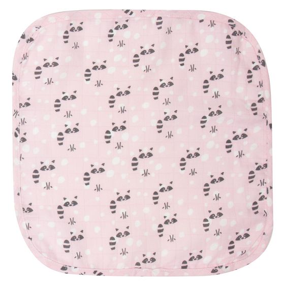 LUMA babycare Pflegetuch 3er Pack Musselin 32 x 32 cm - Racoon Pink