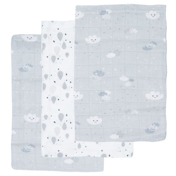 LUMA babycare Waschhandschuh 3er Pack Musselin - Lovely Sky