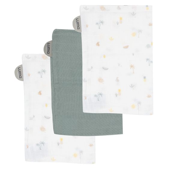 LUMA babycare Waschhandschuh 3er Pack Musselin - Tropical Island