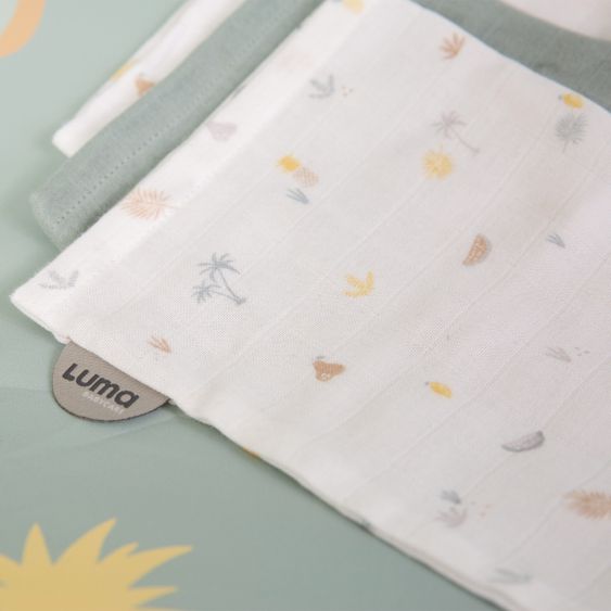 LUMA babycare Waschhandschuh 3er Pack Musselin - Tropical Island