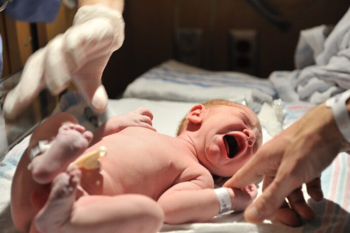 Neugeborenes Baby Nabelschnur Apgar Score