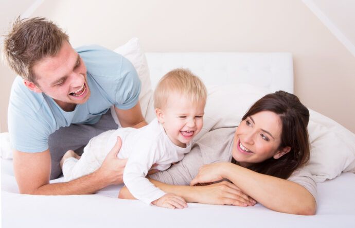 happy familie at home