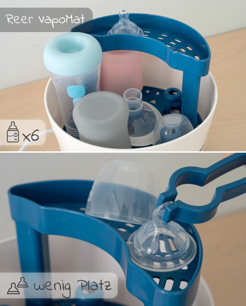 Platz für Fläschchen und Zubehör, Sterilisator Reer VapoMat