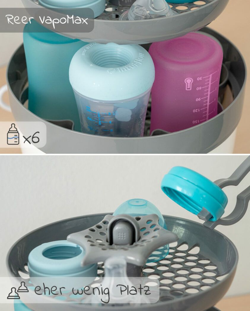 Platz für Fläschchen und Zubehör, Sterilisator Reer VapoMax
