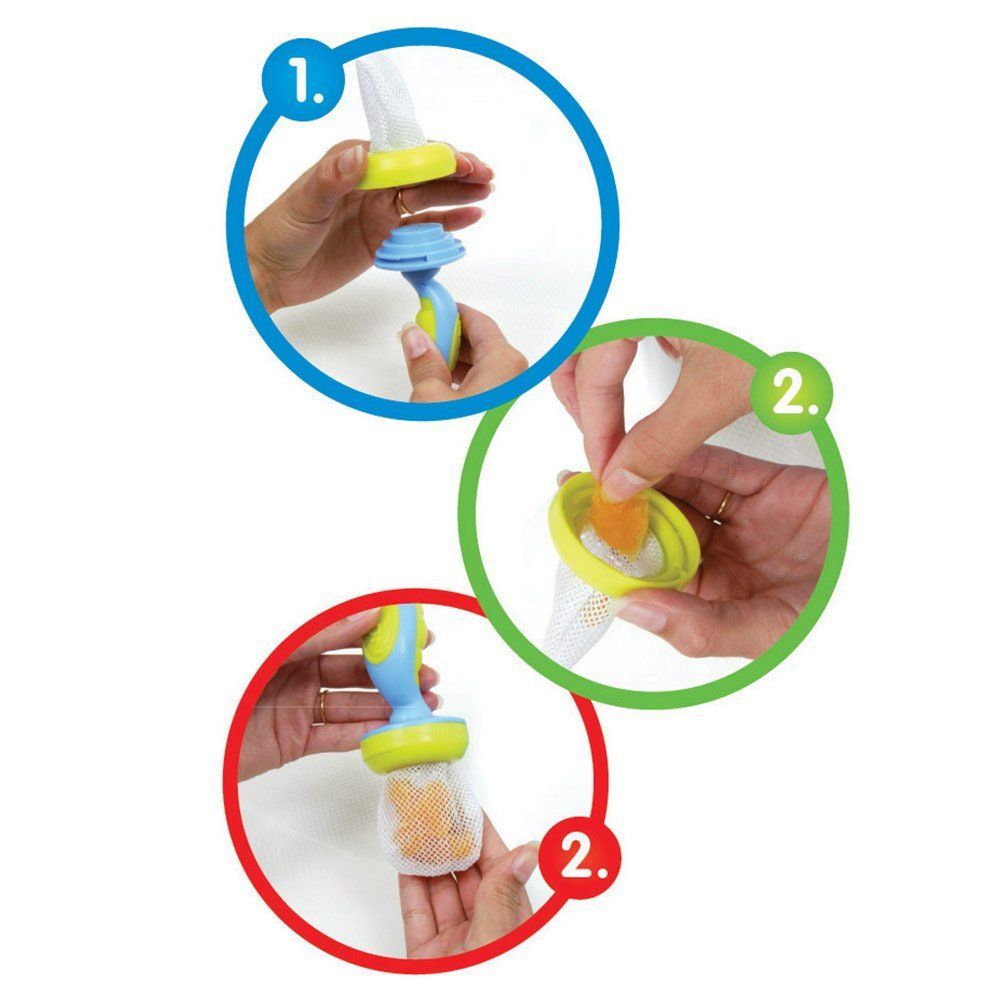 Fruchtsauger Nuby mit Schutzkappe befüllen, Fruchtsauger Nuby mit Schutzkappe verwenden