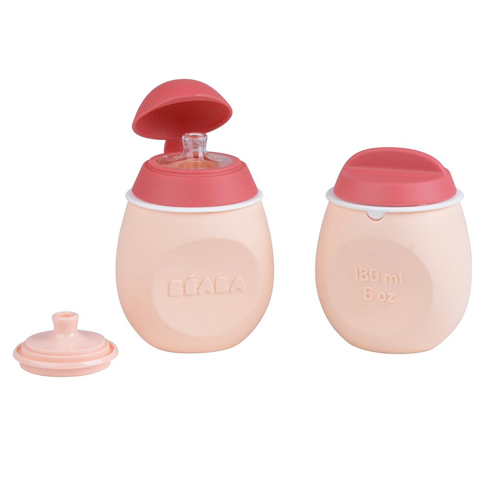 beaba silikon quetschbeutel rose pink