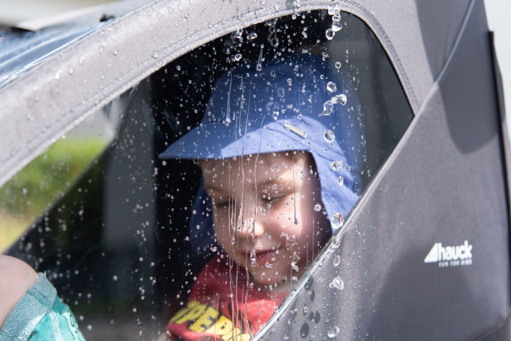 hauck fahrradanhänger regen, hauck dryk duo regen, dryk duo wasserfest