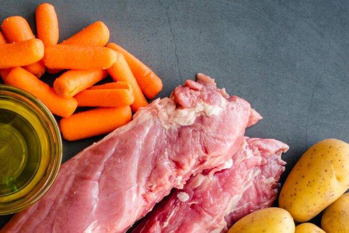 gemüse kartoffel fleisch brei, babybrei mit fleisch, zutaten mittagsbrei