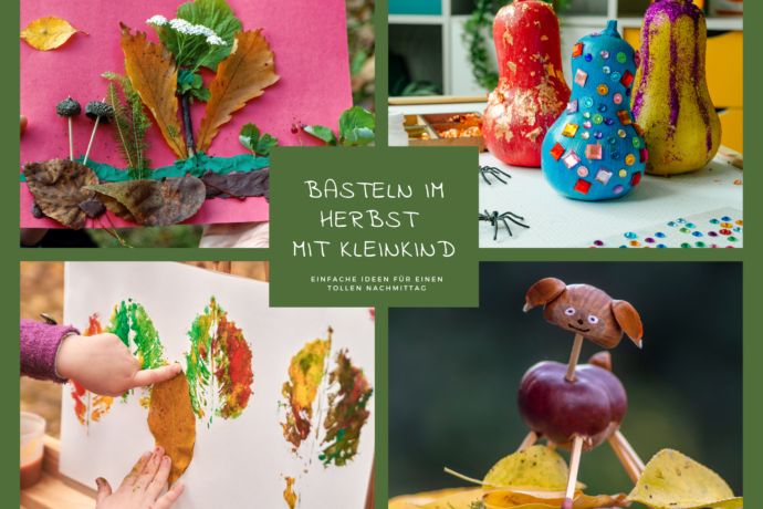 herbst basteln kleinkinder ideen einfach 2-3 jahre blätter, kürbis, kastanien