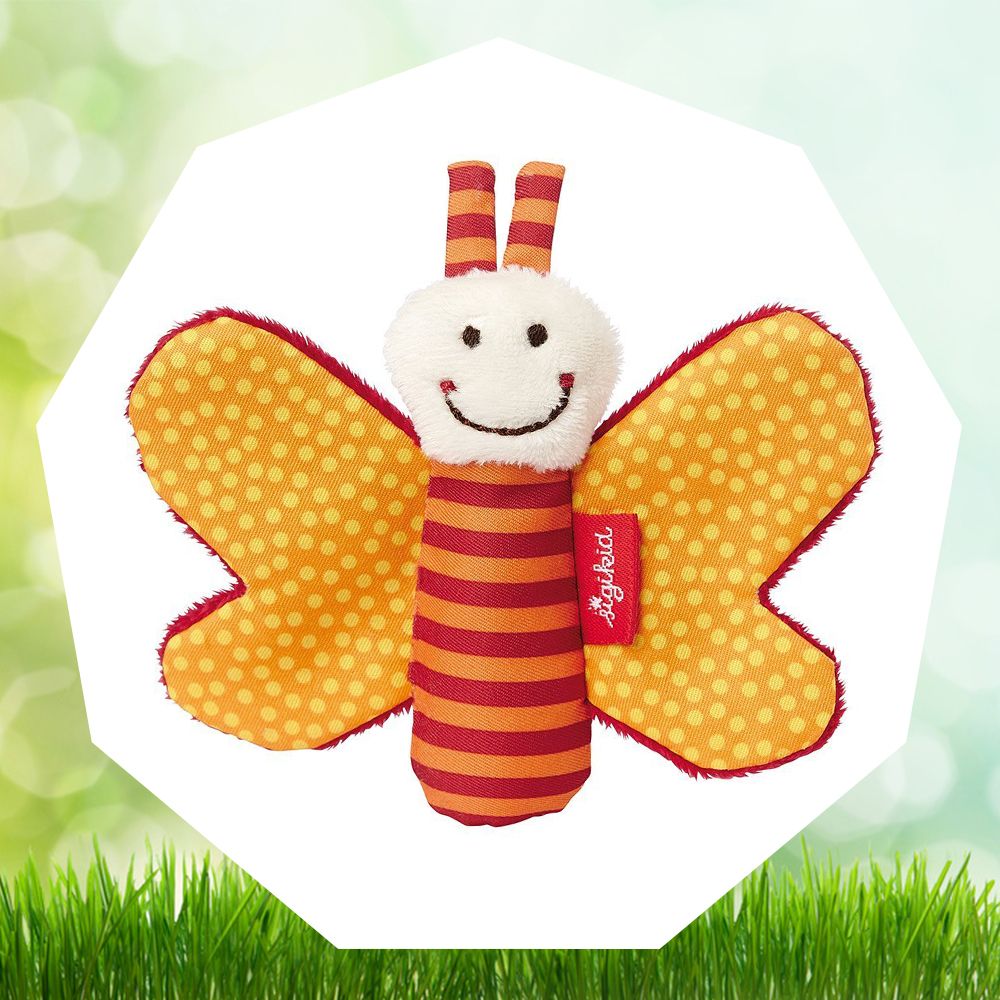 ostergeschenk baby greifling sigikid knister schmetterling rot orange