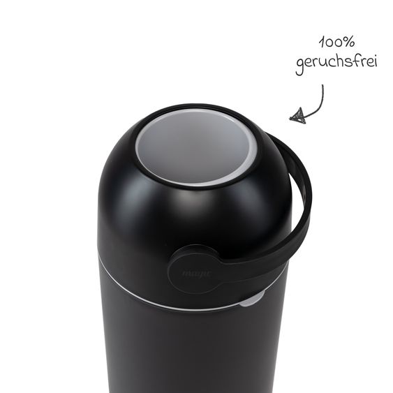 Magic Magic Majestic odorless diaper pail - for conventional bin liners incl. 1 roll with 15 original Magic diaper liners - Black