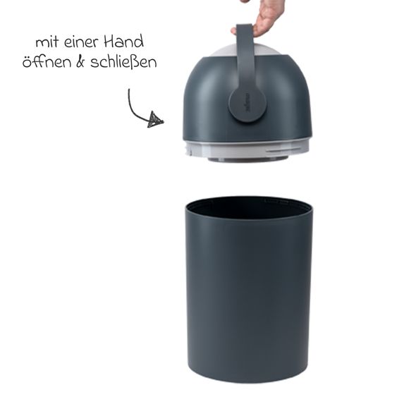 Magic Magic Majestic odorless diaper pail - for conventional bin liners incl. 1 roll with 15 original Magic diaper liners - Graphite