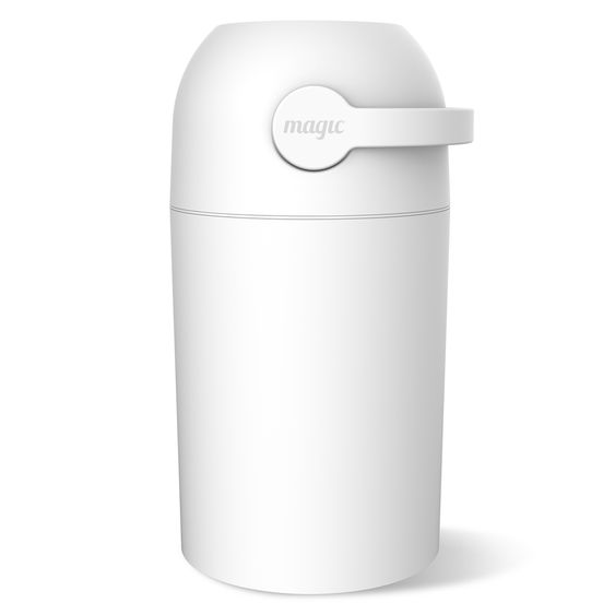 Magic Windeleimer Magic Majestic geruchsfrei - für herkömmliche Müllbeutel inkl. 1 Rolle mit 15 original Magic Windelbeuteln - Weiß