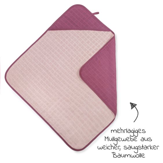 Makian 9-tlg. Bade-Set Mull Kapuzenbadetuch + 8 Waschhandschuhe - Orchidee / Puder