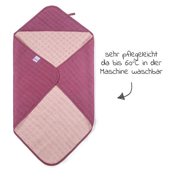 Makian 9-tlg. Bade-Set Mull Kapuzenbadetuch + 8 Waschhandschuhe - Orchidee / Puder