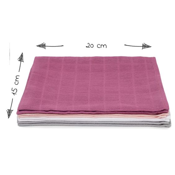 Makian 9-tlg. Bade-Set Mull Kapuzenbadetuch + 8 Waschhandschuhe - Orchidee / Puder
