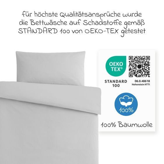 Makian Bettwäsche 100 x 135 cm / 40 x 60 cm - Uni - Grau