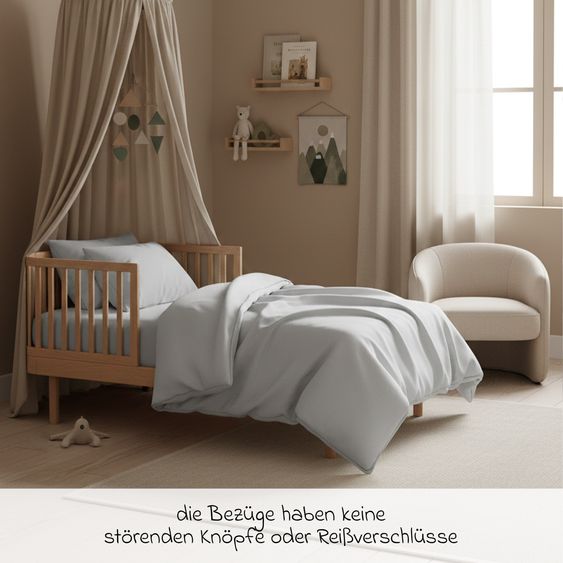 Makian Bettwäsche 100 x 135 cm / 40 x 60 cm - Uni - Grau